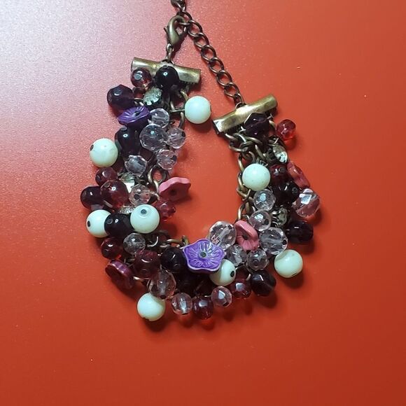 Crystal beaded cluster mayhem cranberry bracelet‎ B1210 - Picture 5 of 5